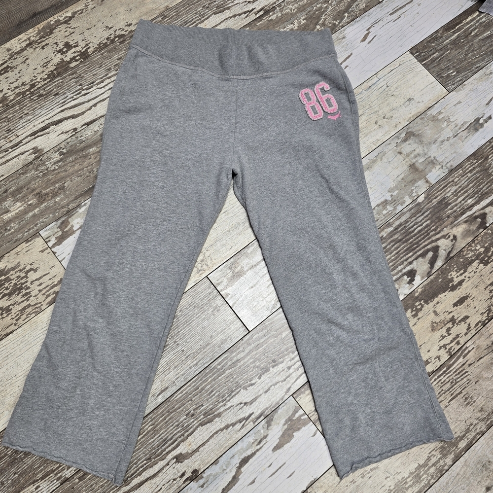 Vintage Victoria's Secret PINK Gray Cropped Sweat Pants Size Medium Y2K